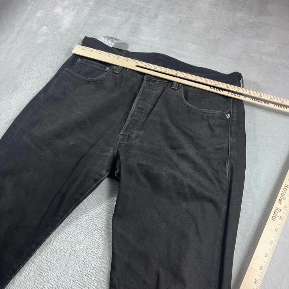 Levis 501 Original Fit Mens Jeans 34x32 Washed Black Cotton Button Fly Straight